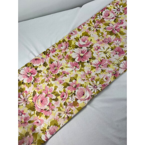 Vintage Springmaid Marvellaire Twin Flat Sheet Pink & Yellow Floral 50% Cotton 5 - Picture 4 of 5
